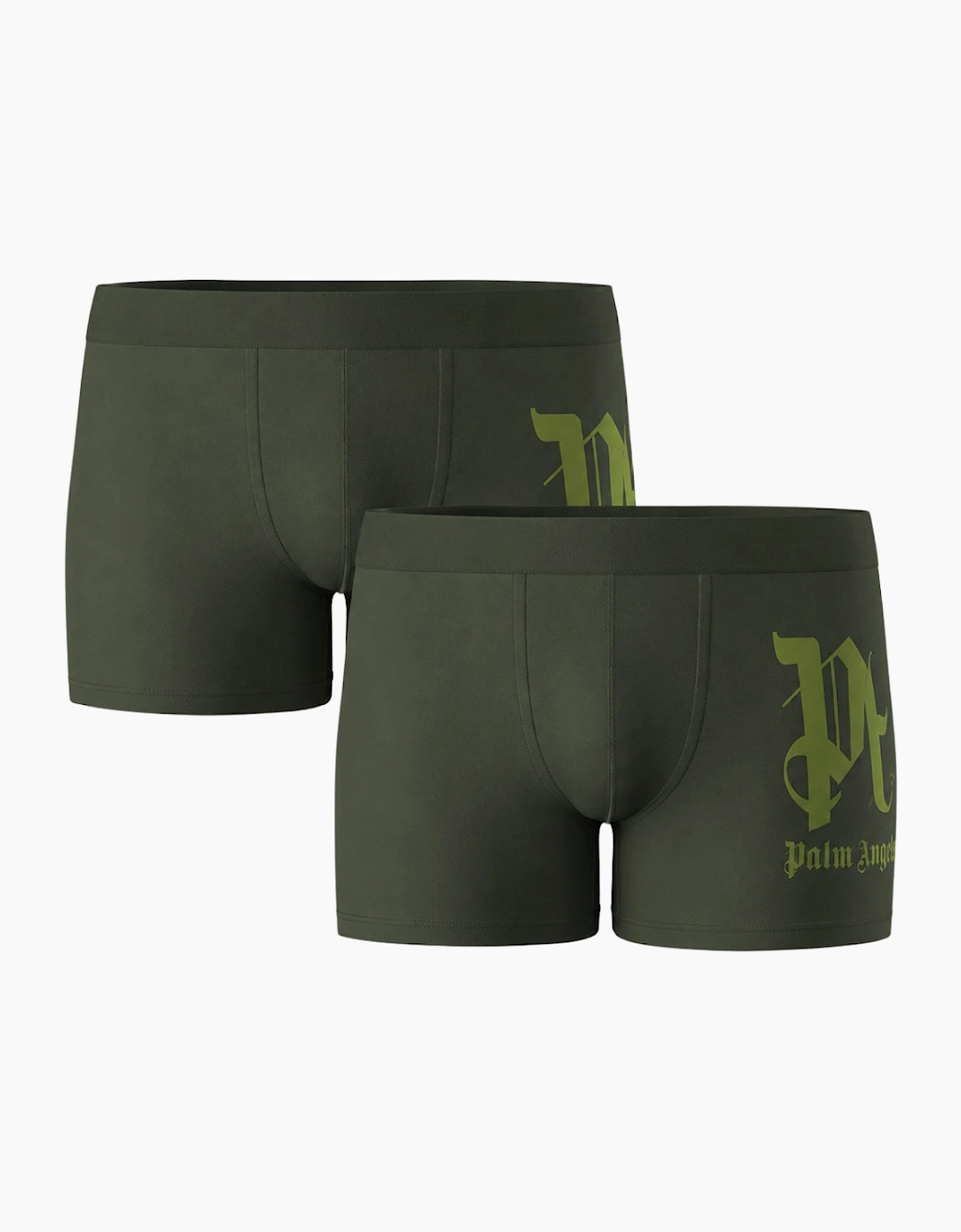 Palm Angels Men's Palm Angels Two-Pack Side Mark Logo Military Green Boxer Shorts
