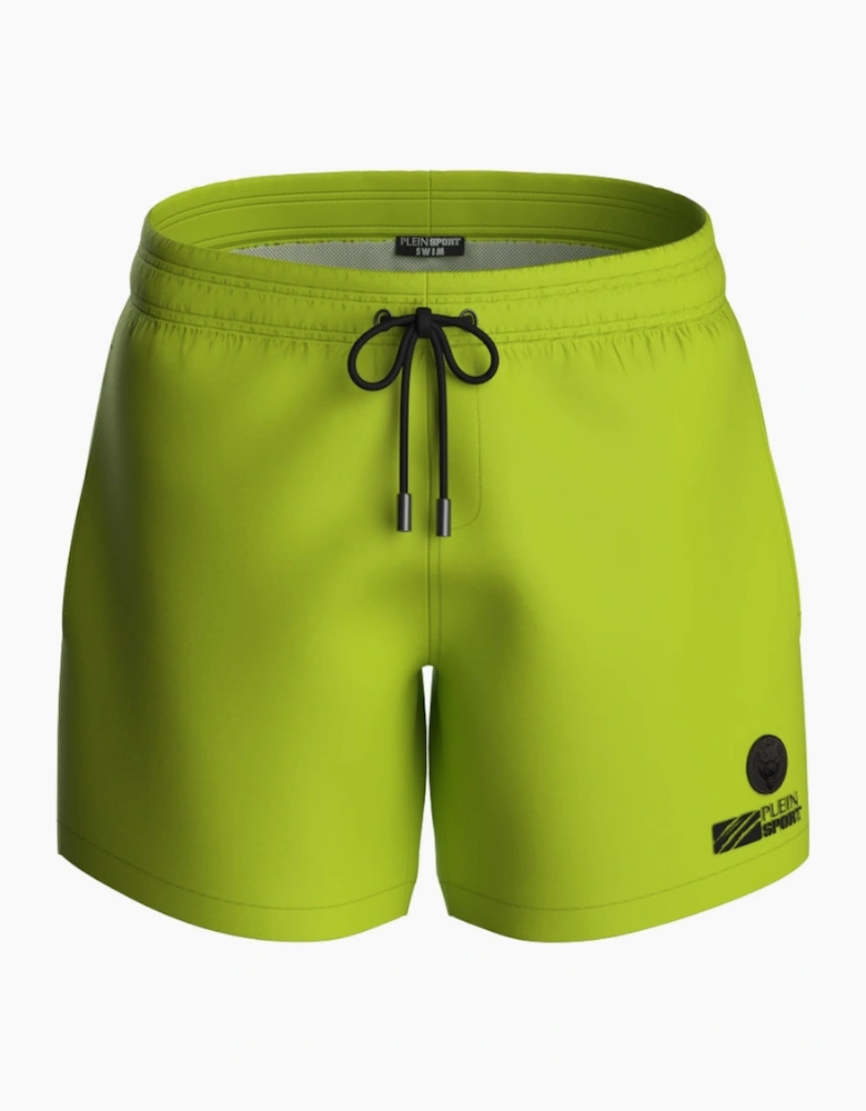Plein Sport Basic Logo Medium Boardshort Yellow Swim Shorts