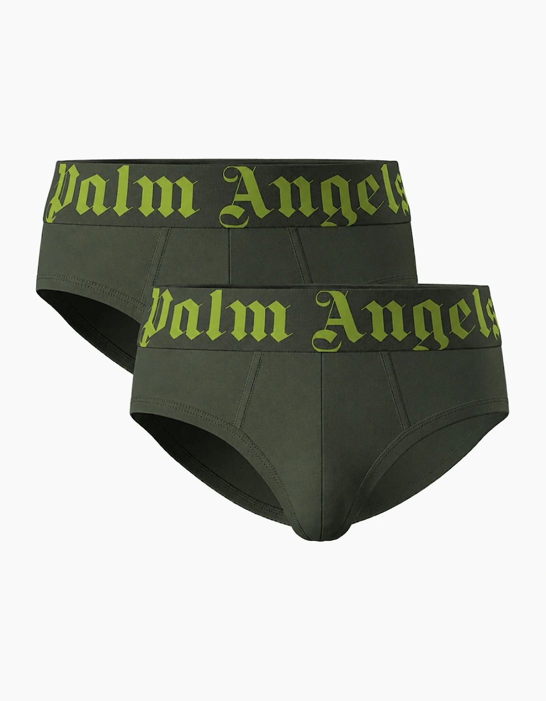 Palm Angels Women's Palm Angels Two-Pack Contrast Logo Military Green Briefs - Black