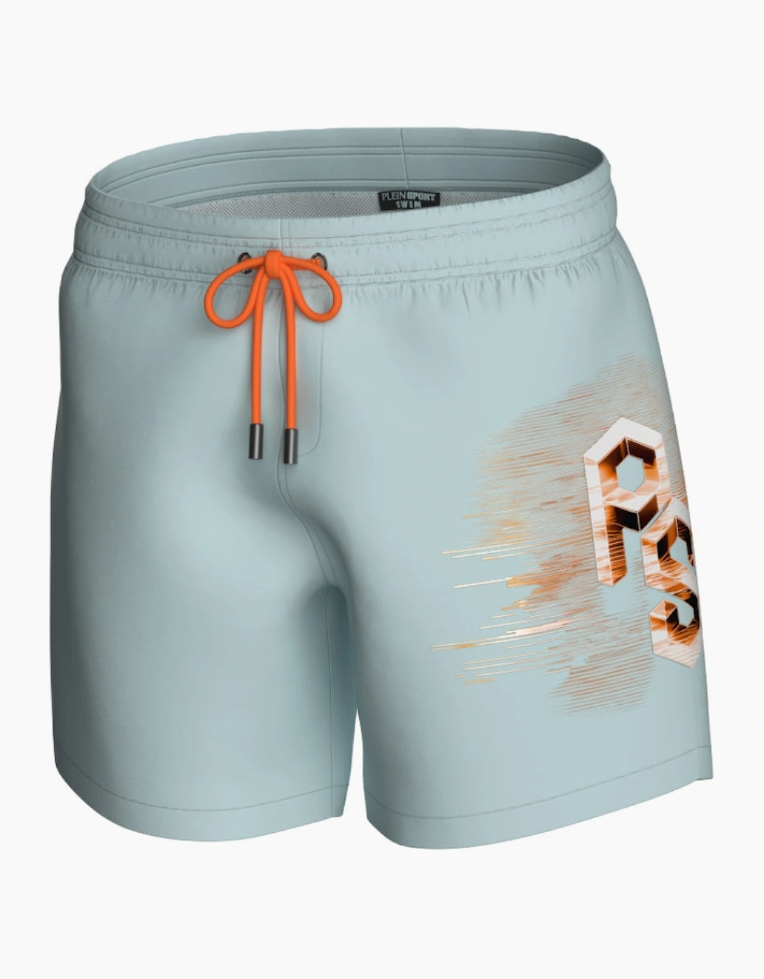 Plein Sport Metallic Logo Medium Boardshort Blue Swim Shorts