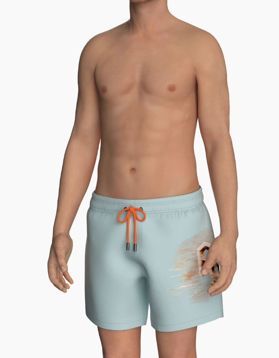 Plein Sport Metallic Logo Medium Boardshort Blue Swim Shorts