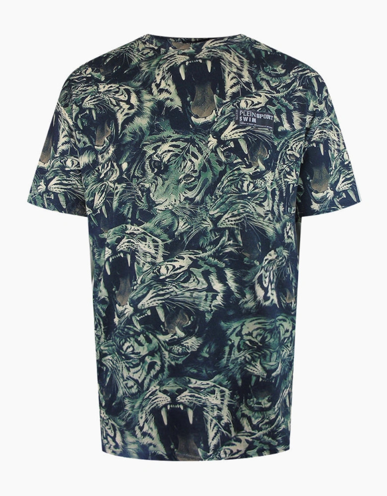 Plein Sport Allover Tiger Logo Green T-Shirt