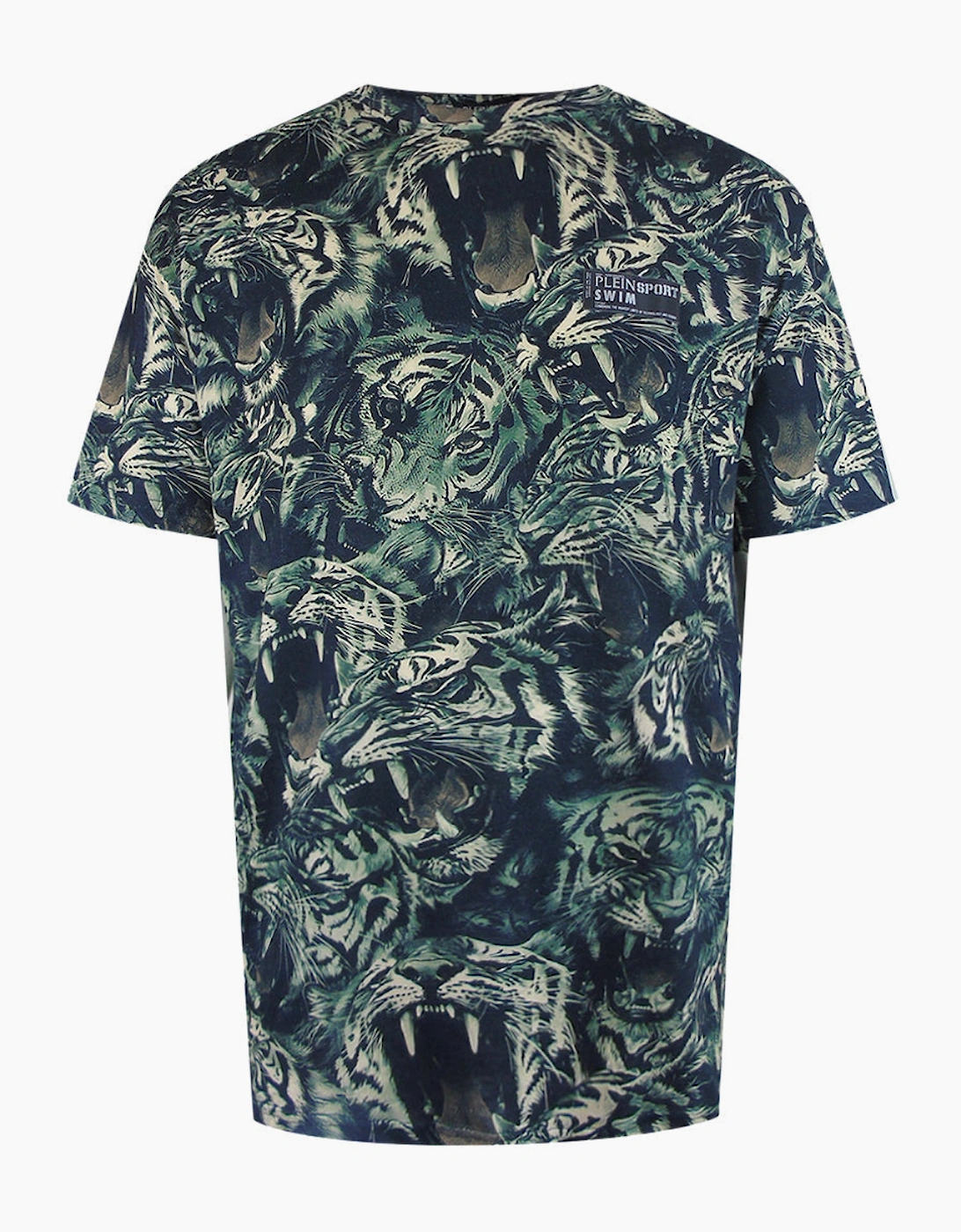 Plein Sport Allover Tiger Logo Green T-Shirt