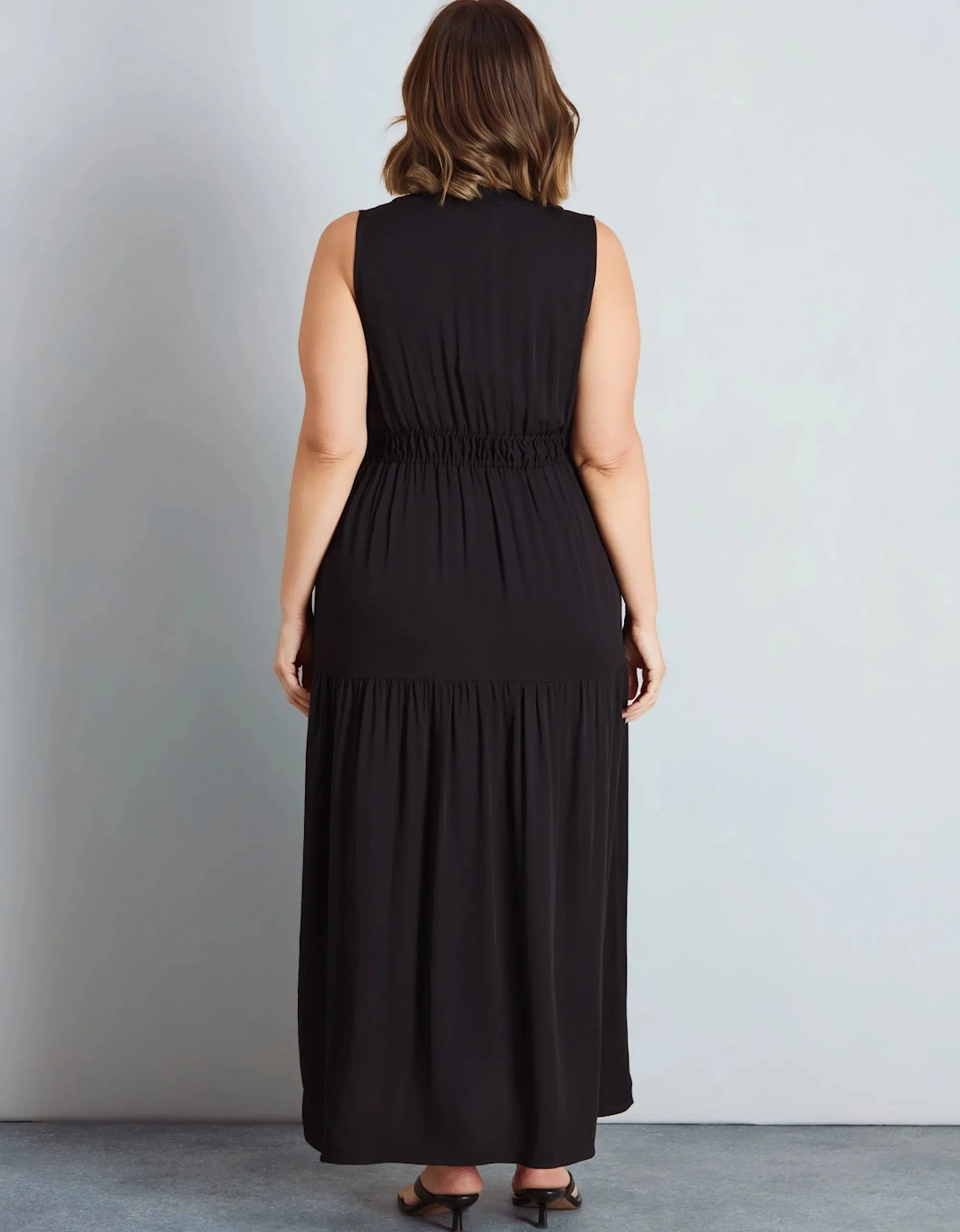 Black Tiered Sleeveless Maxi Dress