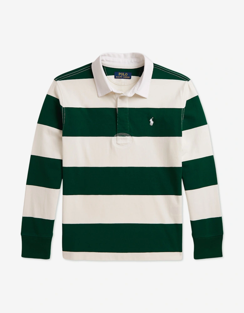 Ralph Lauren Boys Striped Rugby Shirt in Green