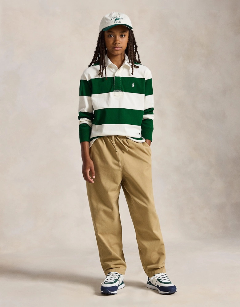 Ralph Lauren Boys Striped Rugby Shirt in Green