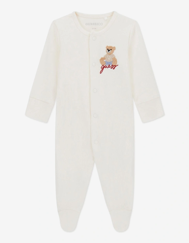 Guess Baby Teddy Bear Babygrow Gift Set in Ivory