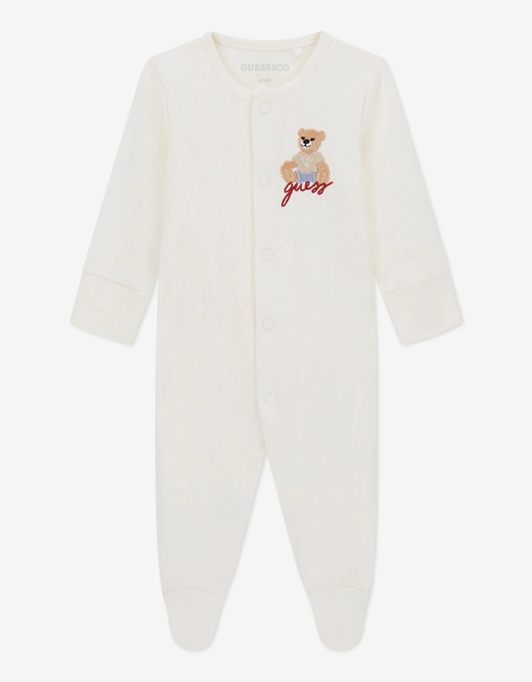 Guess Baby Teddy Bear Babygrow Gift Set in Ivory