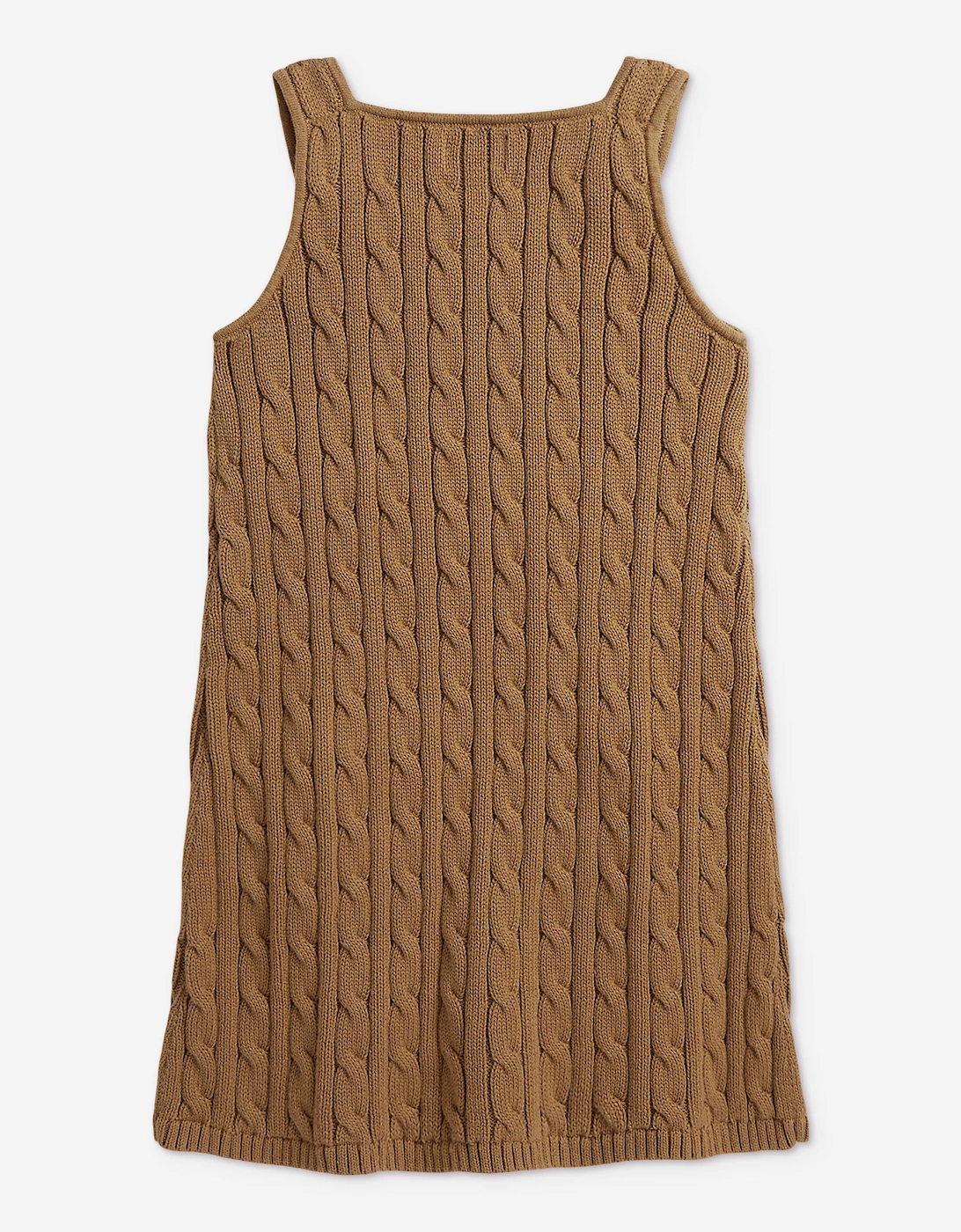 Ralph Lauren Girls Cable Knit Pinafore Dress in Brown