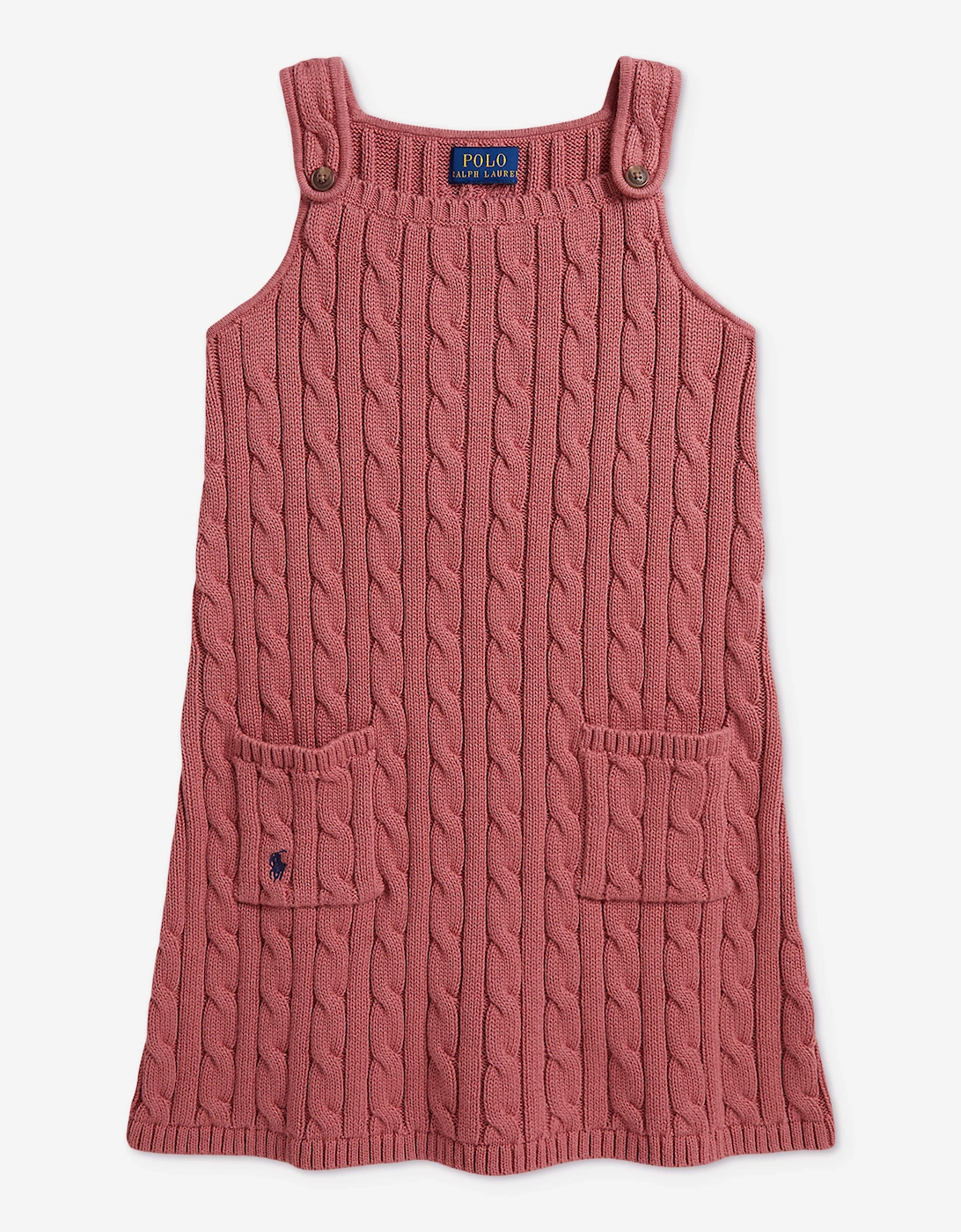 Ralph Lauren Girls Cable Knit Pinafore Dress in Pink