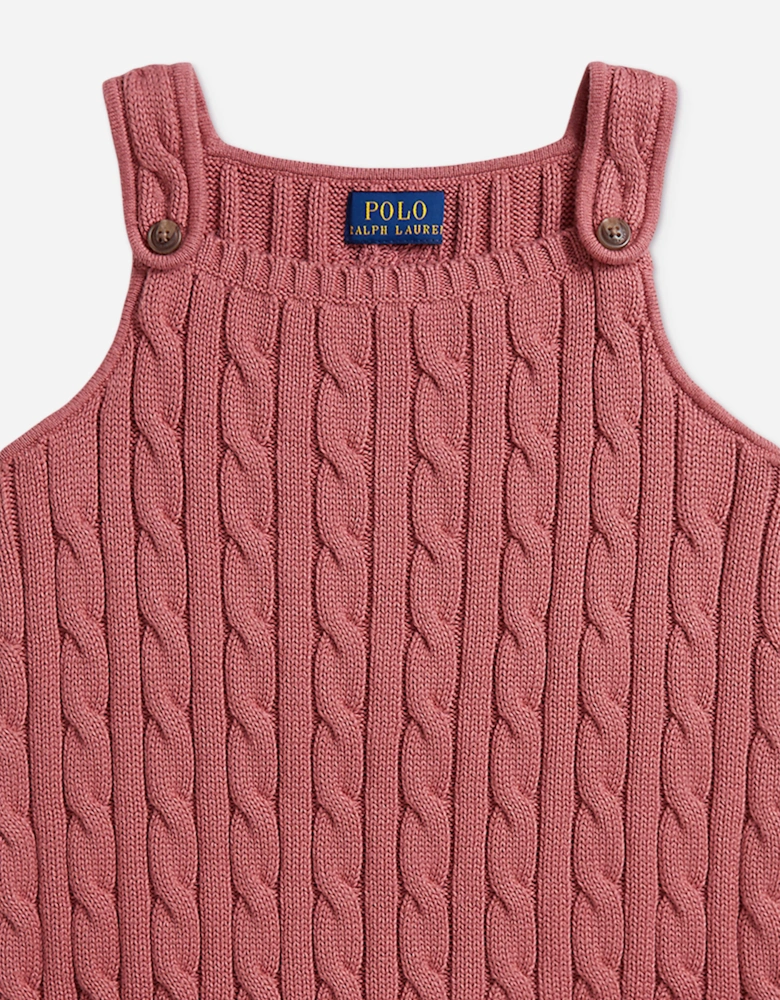 Ralph Lauren Girls Cable Knit Pinafore Dress in Pink