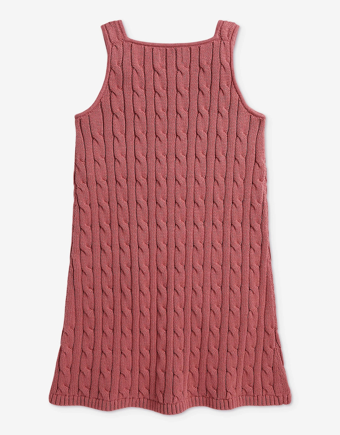 Ralph Lauren Girls Cable Knit Pinafore Dress in Pink
