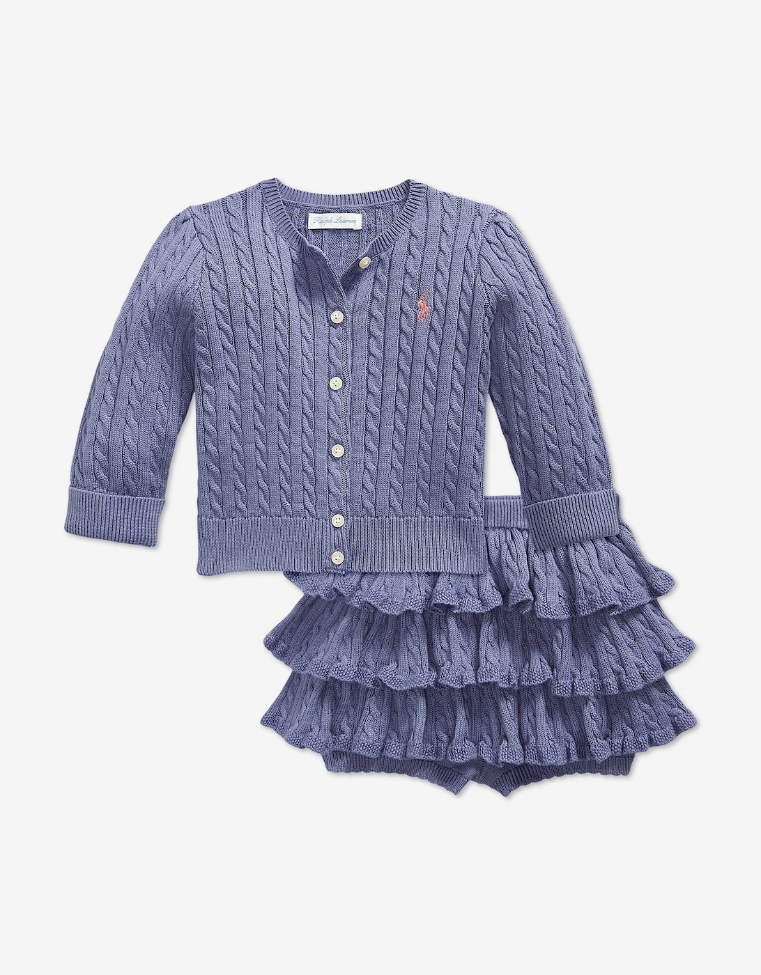 Ralph Lauren Baby Girls Cable Knit Skirt Set in Purple