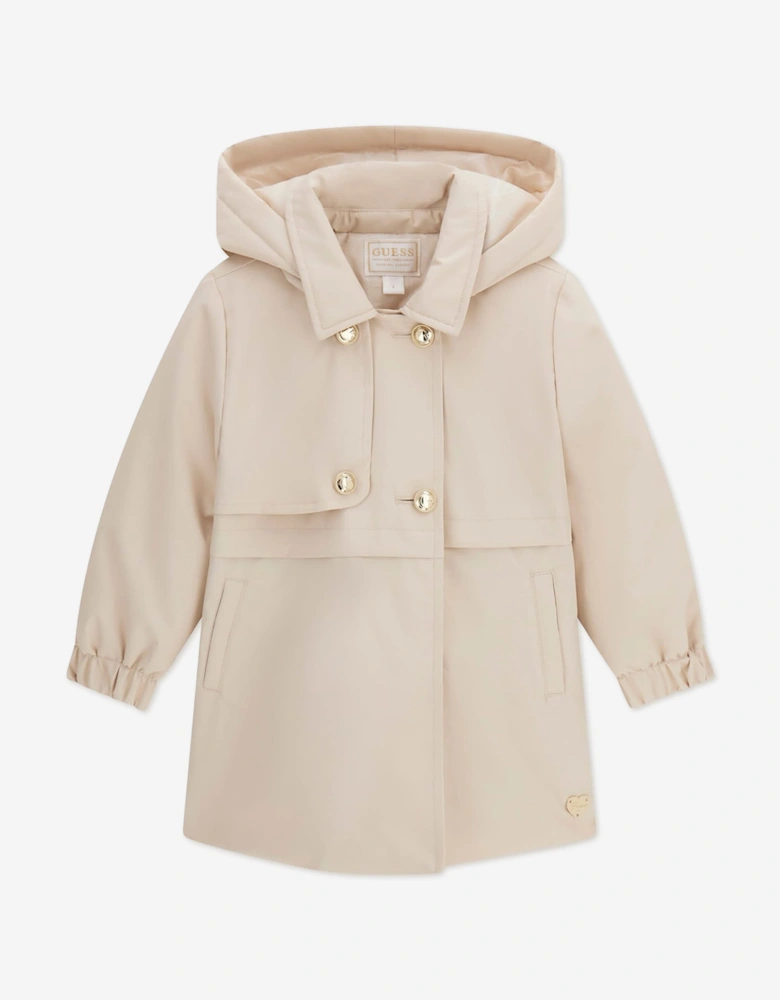 Guess Girls Padded Trench Coat in Beige