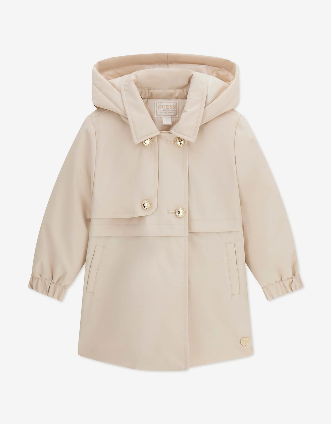 Guess Girls Padded Trench Coat in Beige