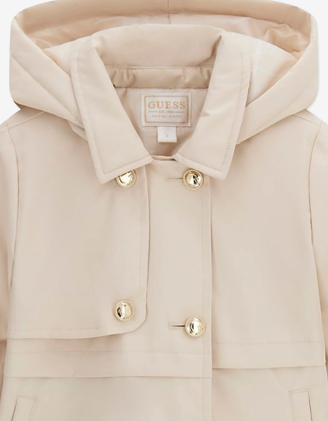 Guess Girls Padded Trench Coat in Beige