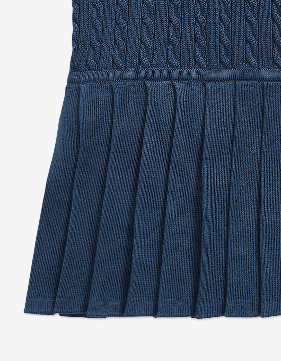 Ralph Lauren Baby Girls Cable Knit Dress with Lace Collar in Navy