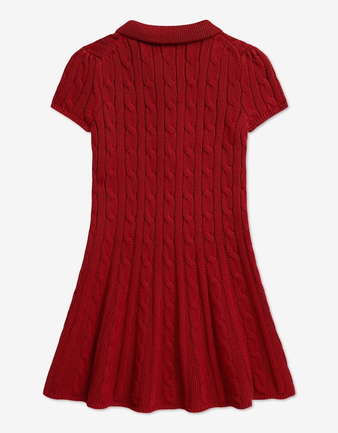 Ralph Lauren Girls Classic Cable Knit Dress in Red