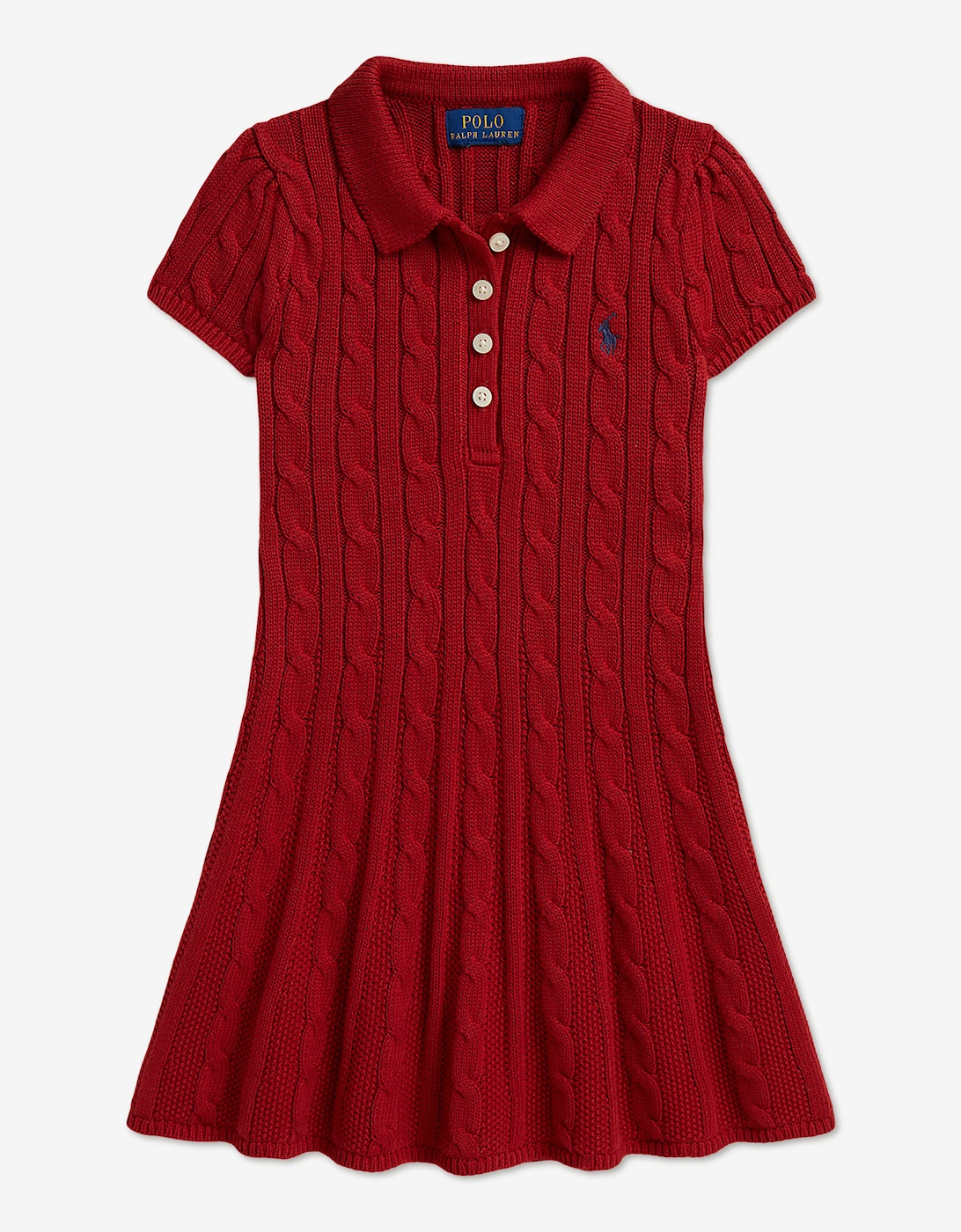 Ralph Lauren Girls Classic Cable Knit Dress in Red