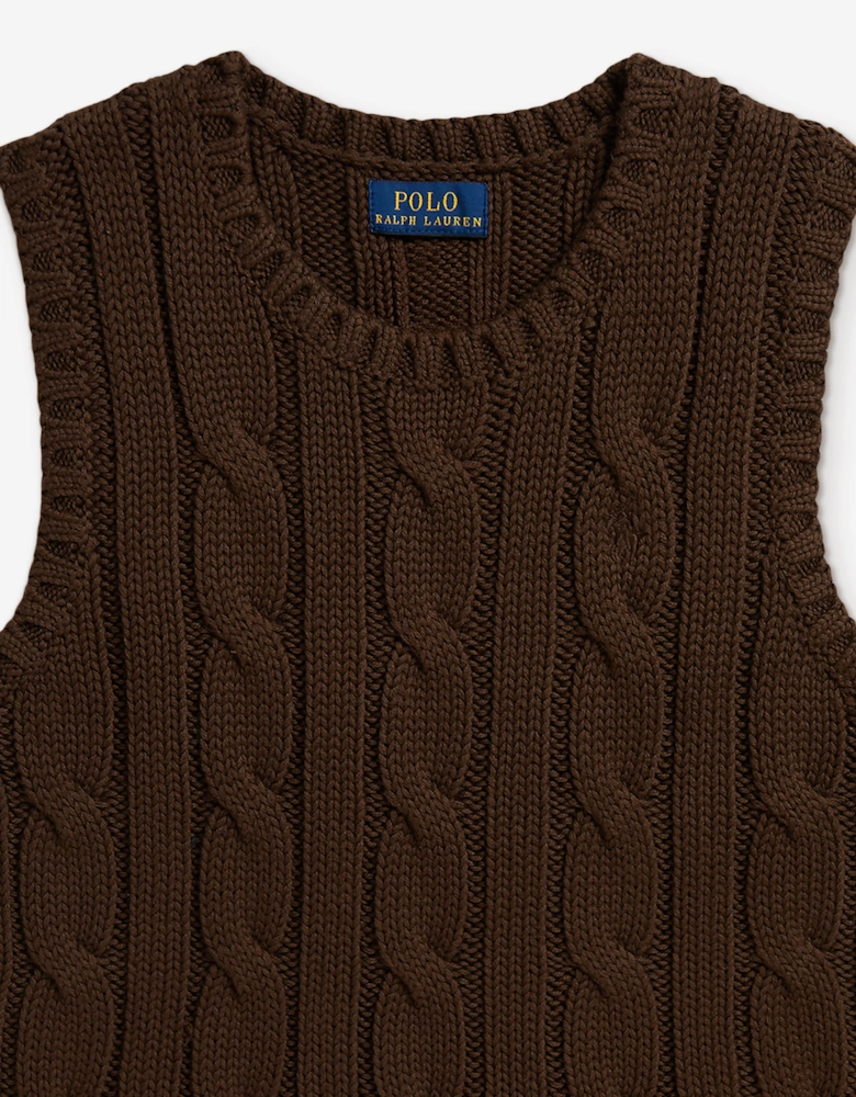 Ralph Lauren Girls Cotton Sweater Vest in Brown