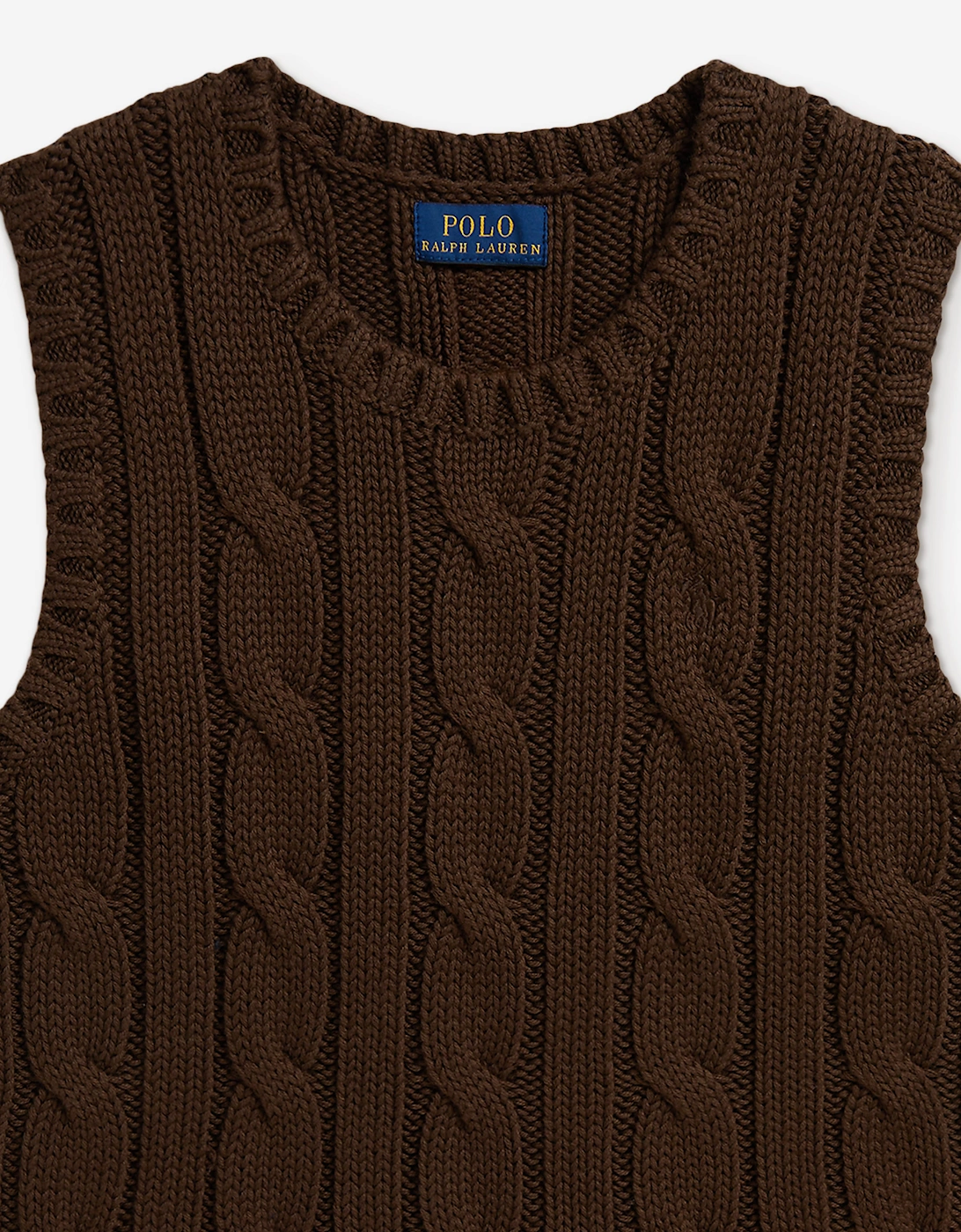 Ralph Lauren Girls Cotton Sweater Vest in Brown