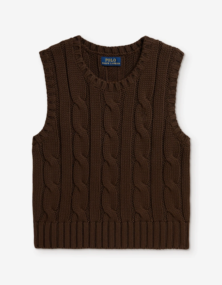 Ralph Lauren Girls Cotton Sweater Vest in Brown