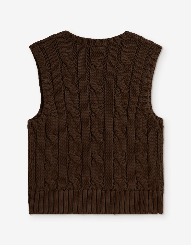 Ralph Lauren Girls Cotton Sweater Vest in Brown