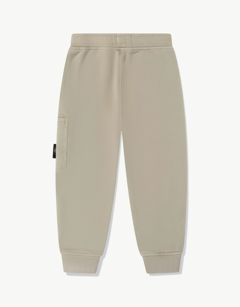 Stone Island Boys Brushed Cotton Fleece Joggers in Green