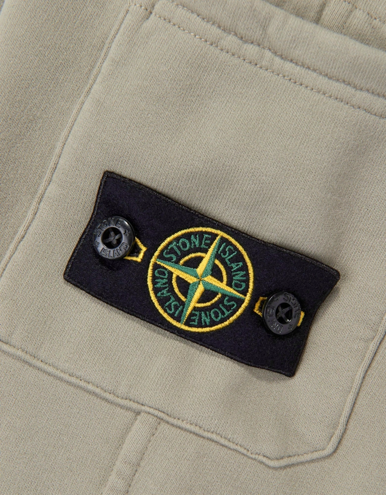 Stone Island Boys Brushed Cotton Fleece Joggers in Green