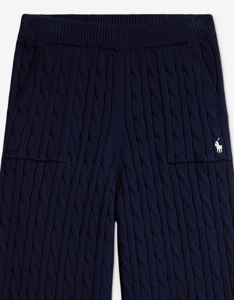 Ralph Lauren Girls Cable Knit Trousers in Navy