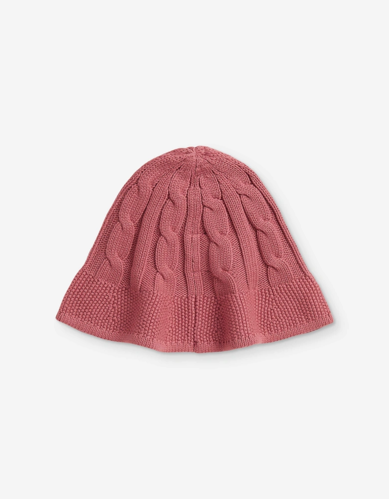Ralph Lauren Girls Cable Knit Bucket Hat in Pink