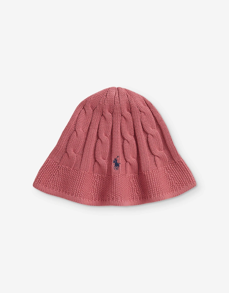 Ralph Lauren Girls Cable Knit Bucket Hat in Pink