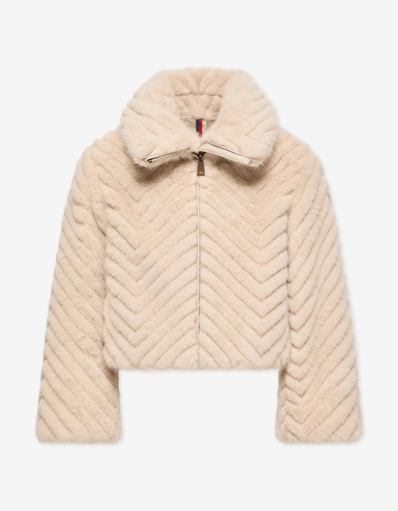 Moncler Enfant Girls Faux Fur Eira Jacket in Beige