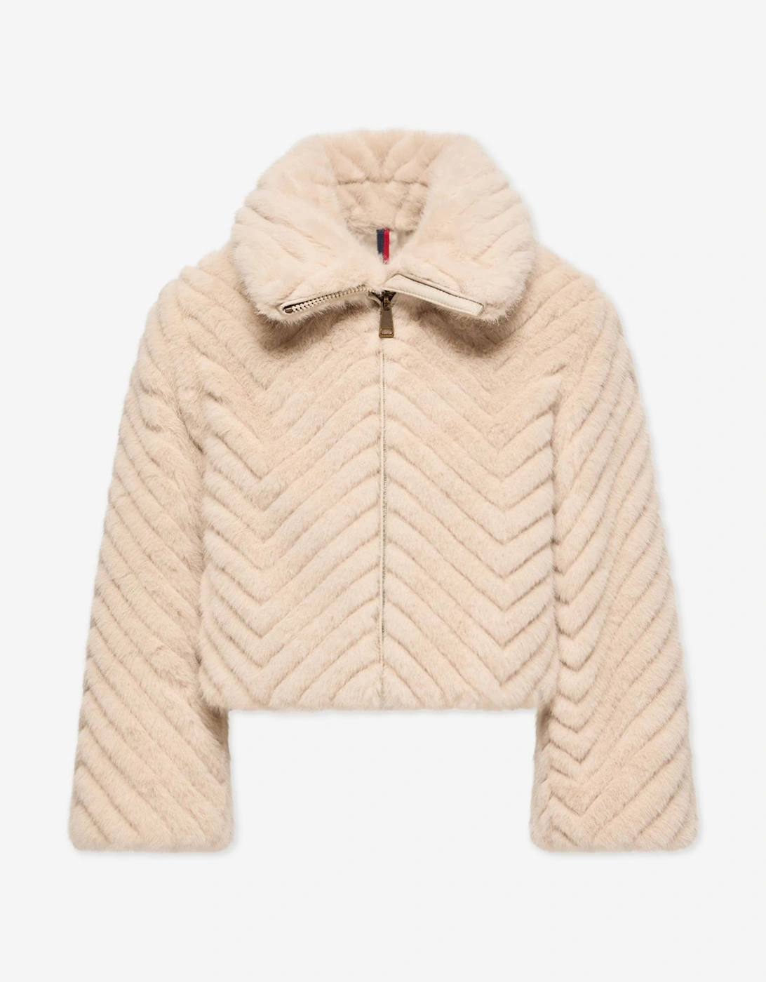 Moncler Girls Cream  Enfant Faux Fur Eira Jacket  Beige - Size 6 Years Kids