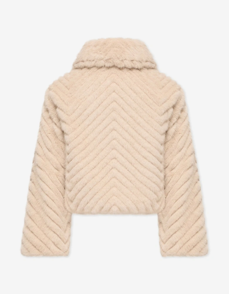 Moncler Enfant Girls Faux Fur Eira Jacket in Beige