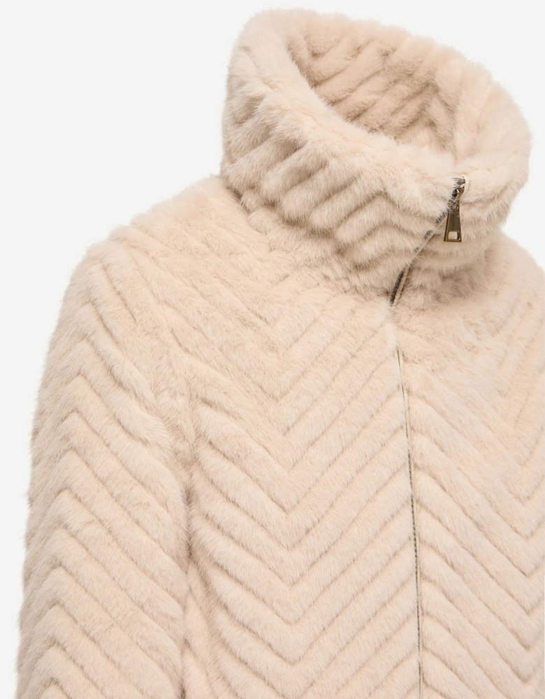 Moncler Enfant Girls Faux Fur Eira Jacket in Beige