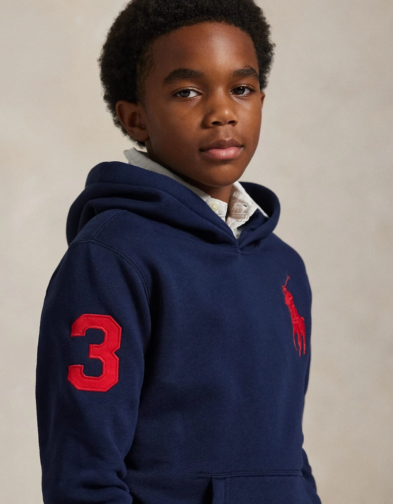 Ralph Lauren Boys Big Pony Logo Hoodie in Navy