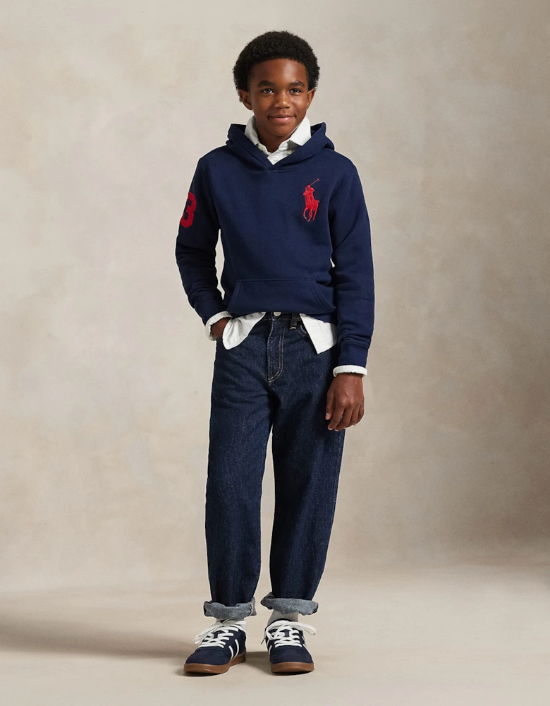 Ralph Lauren Boys Big Pony Logo Hoodie in Navy
