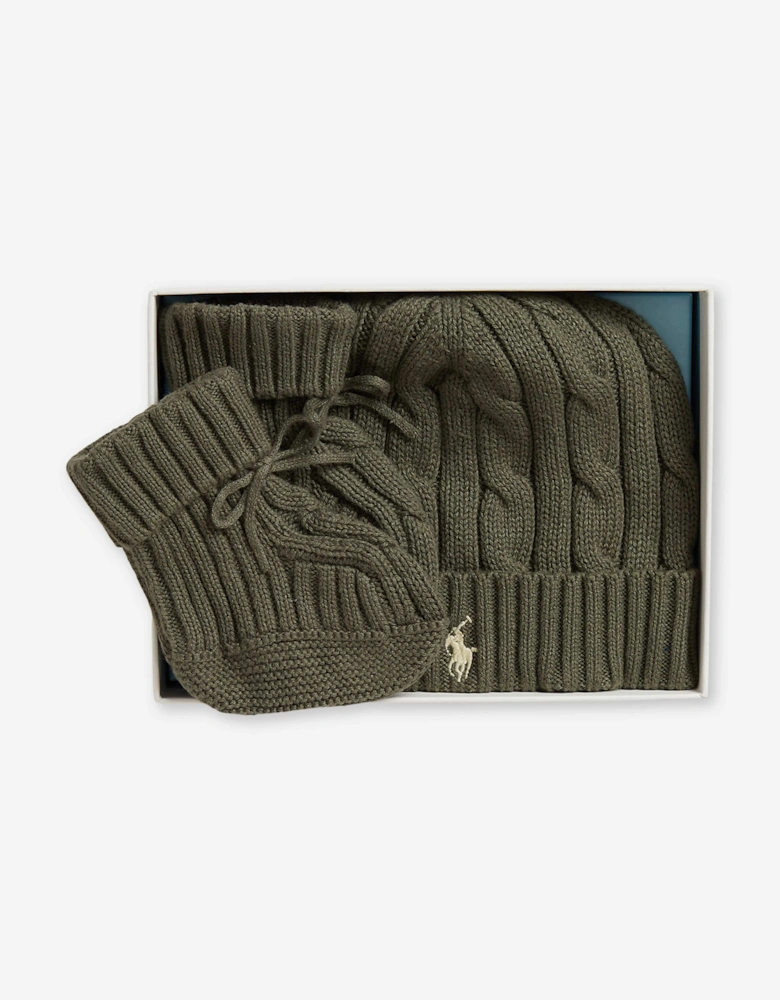 Ralph Lauren Baby Boys Hat and Booties Gift Set in Green