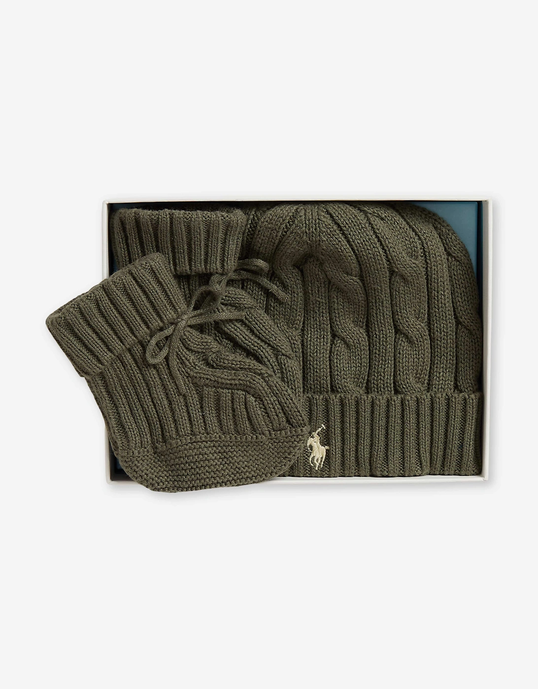 Ralph Lauren Baby Boys Hat and Booties Gift Set in Green