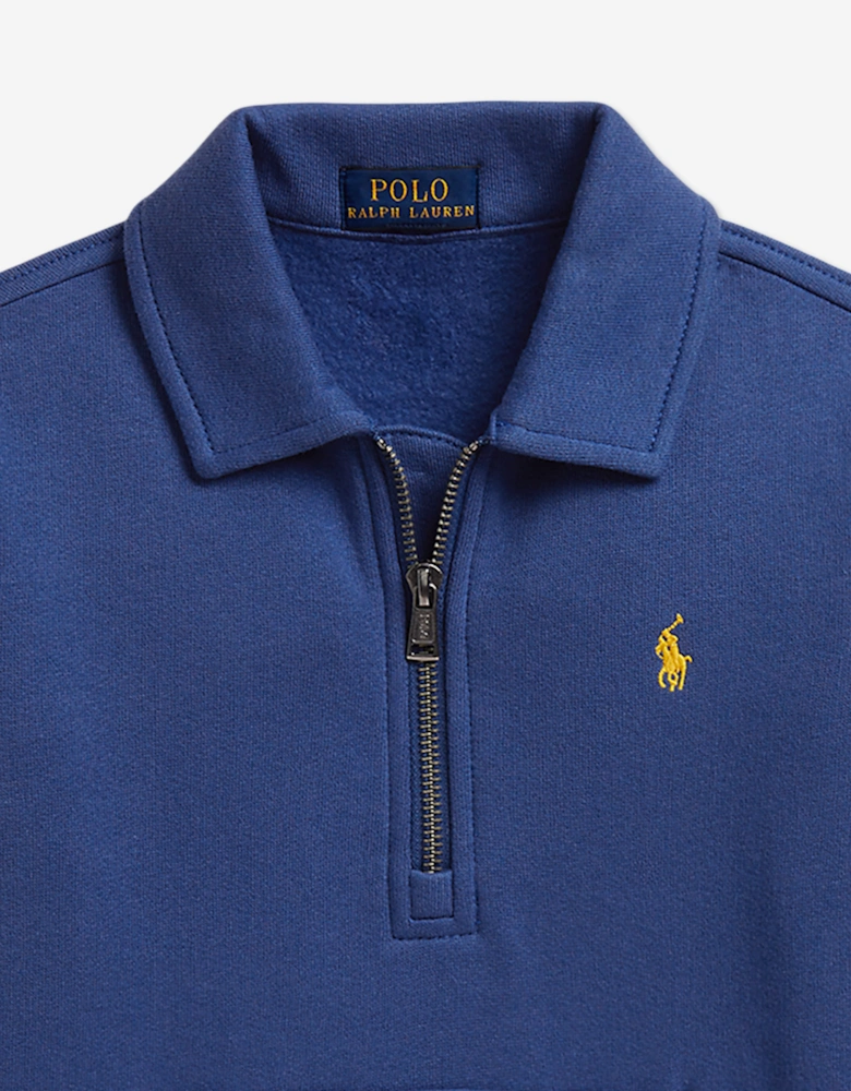 Ralph Lauren Boys Half Zip Logo Sweatshirt in Blue