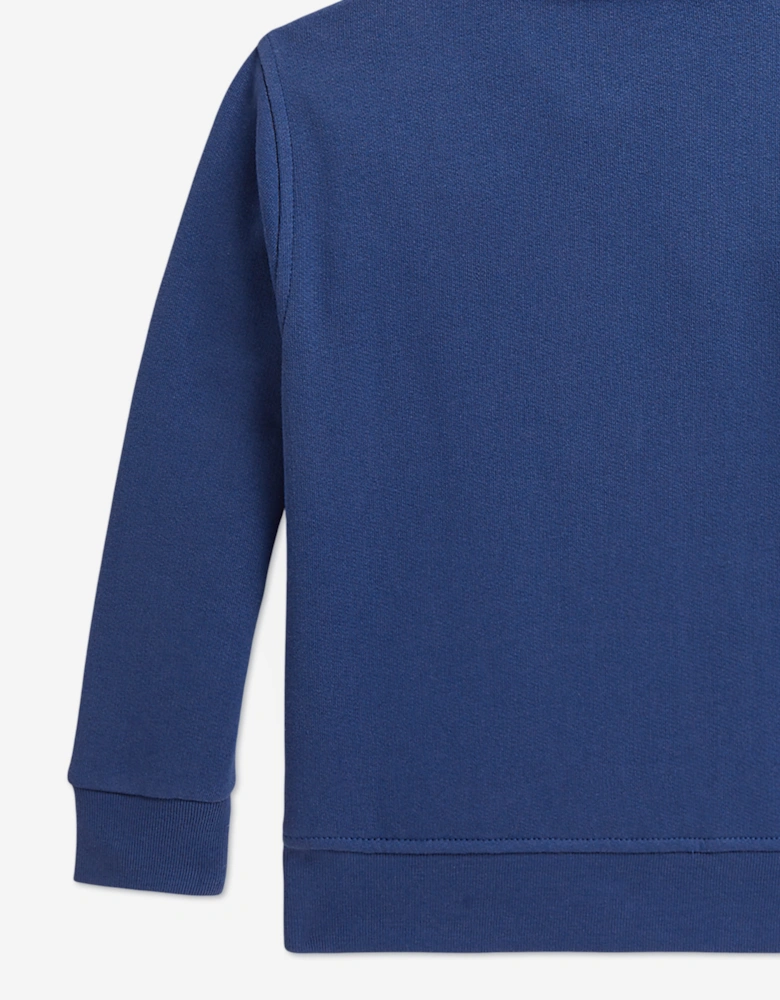 Ralph Lauren Boys Half Zip Logo Sweatshirt in Blue