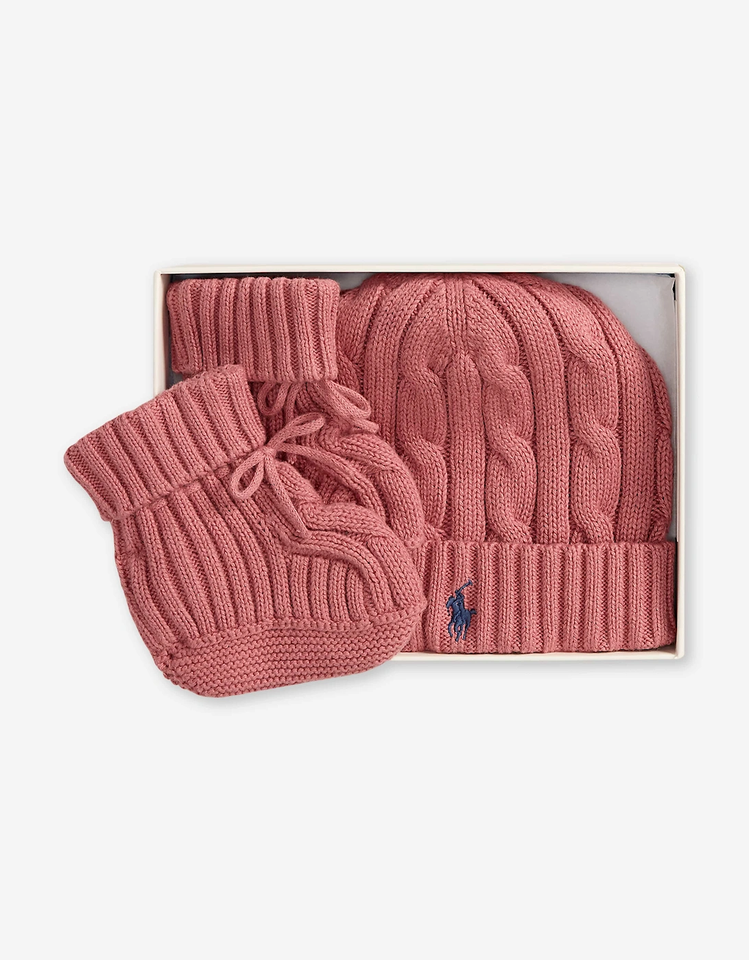 Ralph Lauren Baby Girls Hat and Booties Gift Set in Pink
