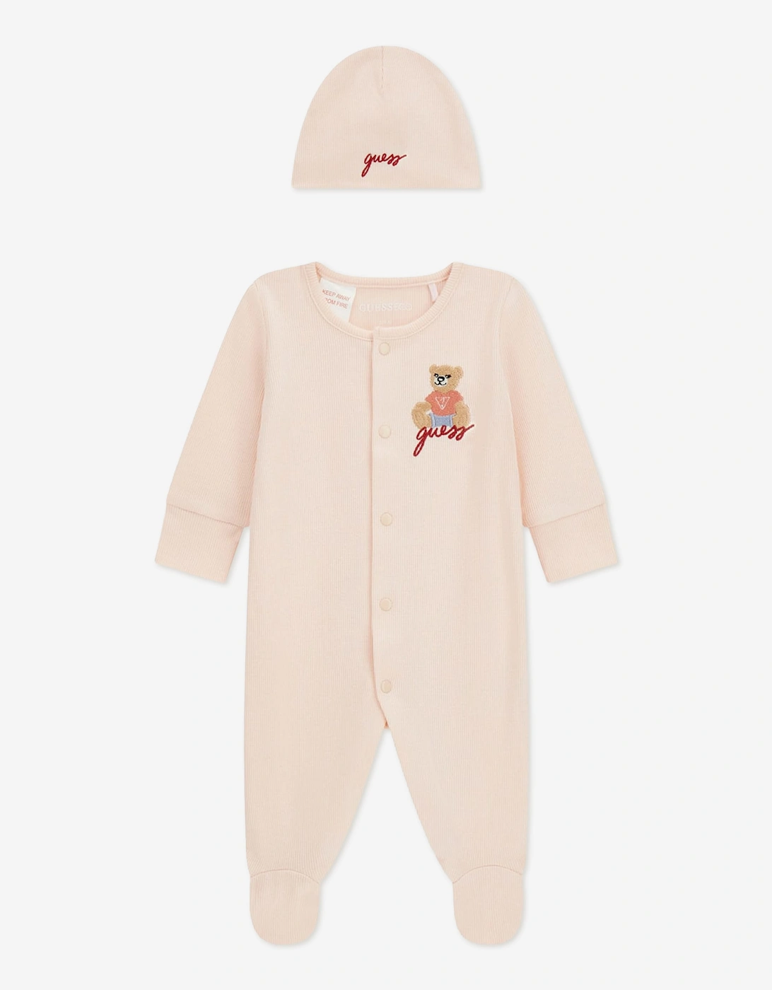 Guess Baby Girls Teddy Bear Babygrow Gift Set in Pink