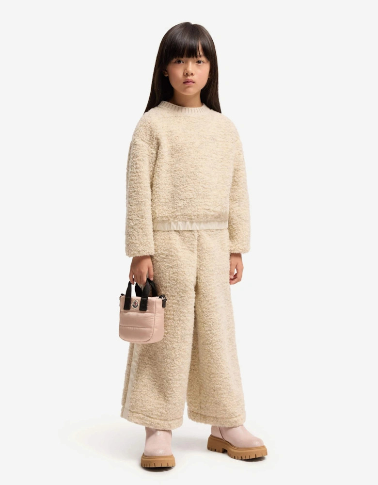 Moncler Enfant Girls Teddy Fleece Trouser Set in Beige