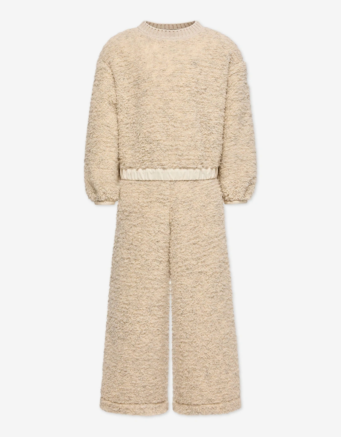 Moncler Enfant Girls Teddy Fleece Trouser Set in Beige