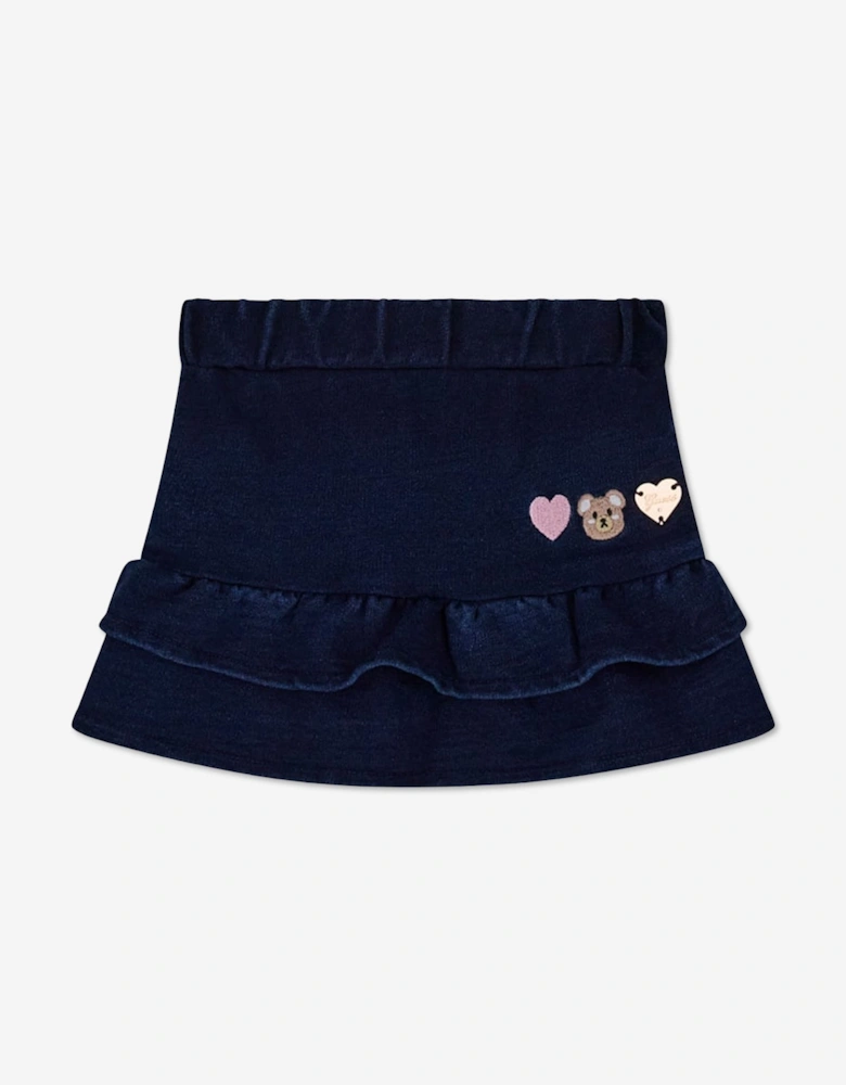 Guess Baby Girls T-Shirt and Denim Knit Skirt Set in White