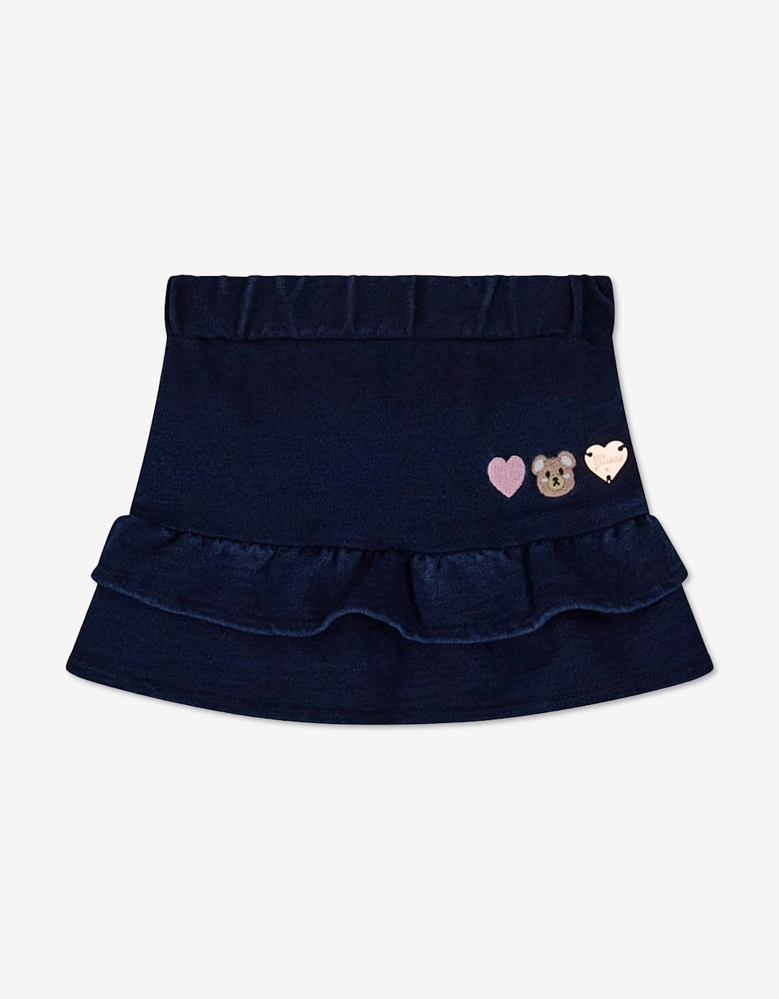 Guess Baby Girls T-Shirt and Denim Knit Skirt Set in White