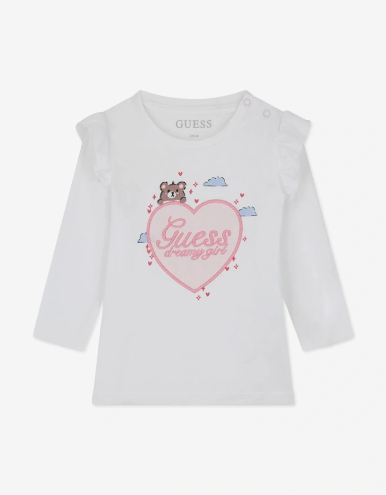 Guess Baby Girls T-Shirt and Denim Knit Skirt Set in White