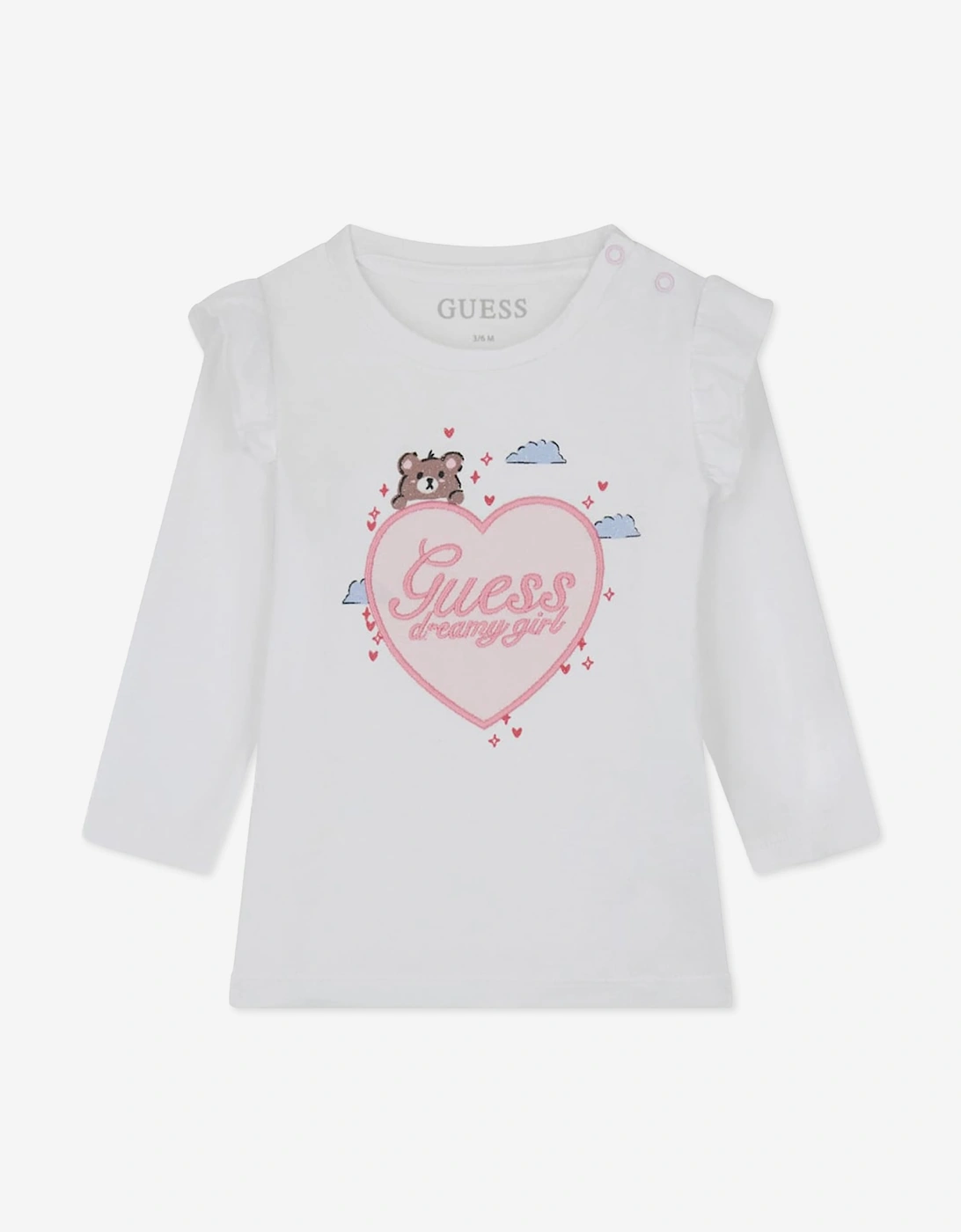 Guess Baby Girls T-Shirt and Denim Knit Skirt Set in White